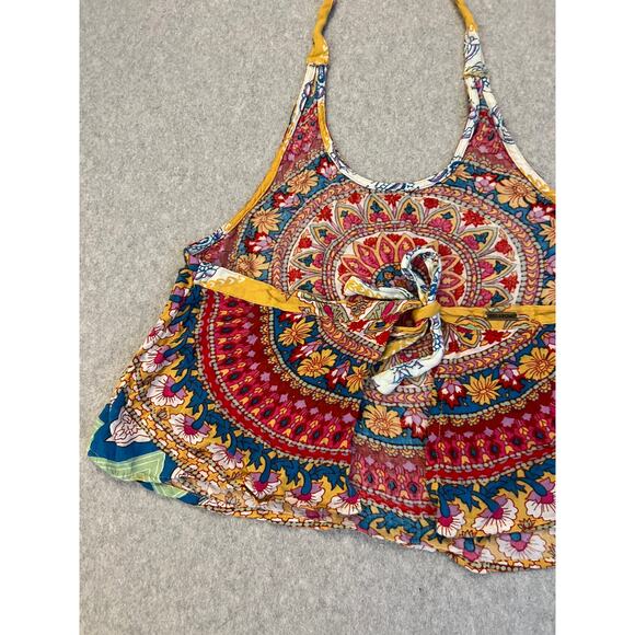 Billabong Cami Top Womens Medium 100% Rayon Halter‎ Bohemian Mandala Floral Pink - Picture 16 of 16